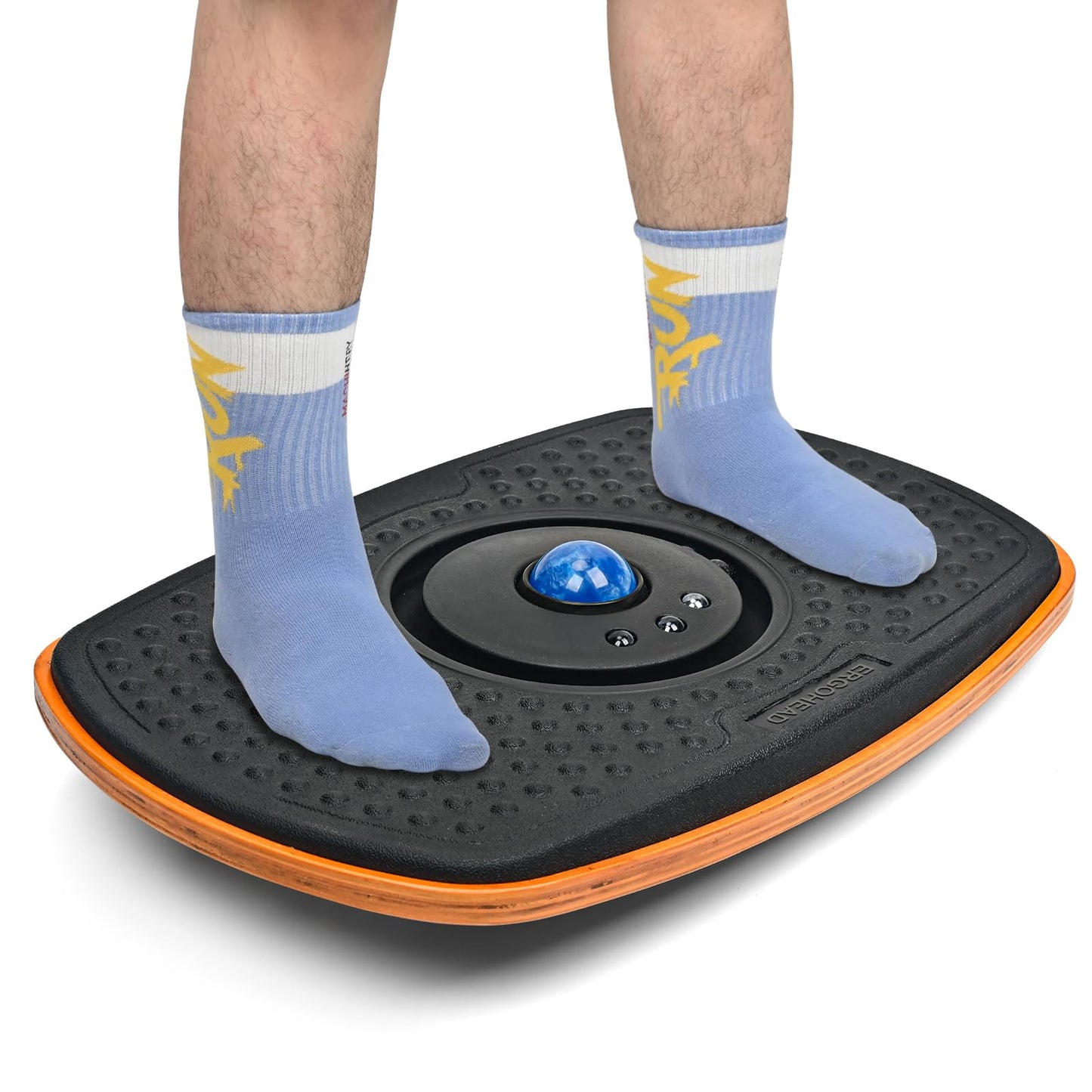 Ergohead Standing Desk Anti Fatigue Mat Balance Board with Marble 360° Rotation Exercise Wooden Wobble Board Stability Rocker Perfect for Office Workstation Home Gym Kitchen