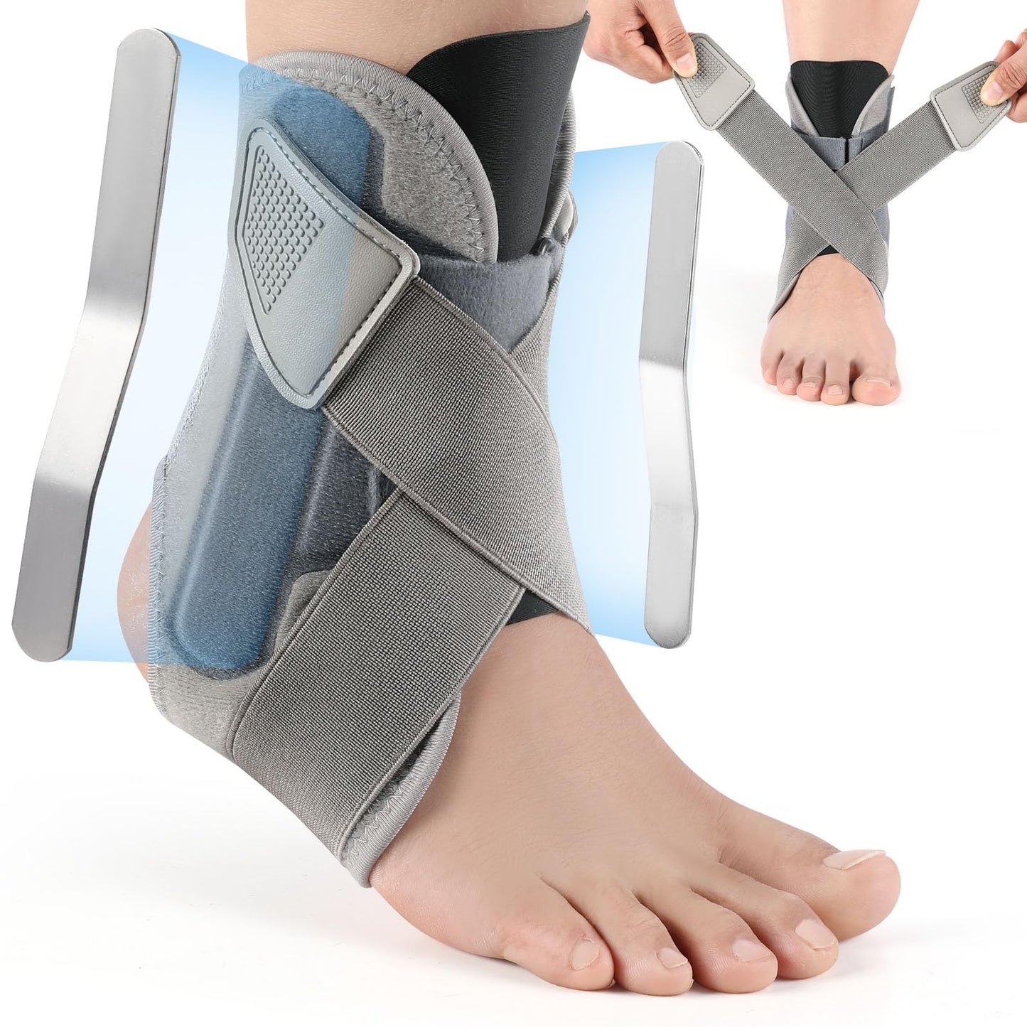Ankle Brace for Women Men Ankle Brace for Sprained Ankle Ankle Support Brace for Injury Recovery Sprain Achilles Ankle Stabilizer for Sports Ankle Support for Women Men with Adjustable Wrap