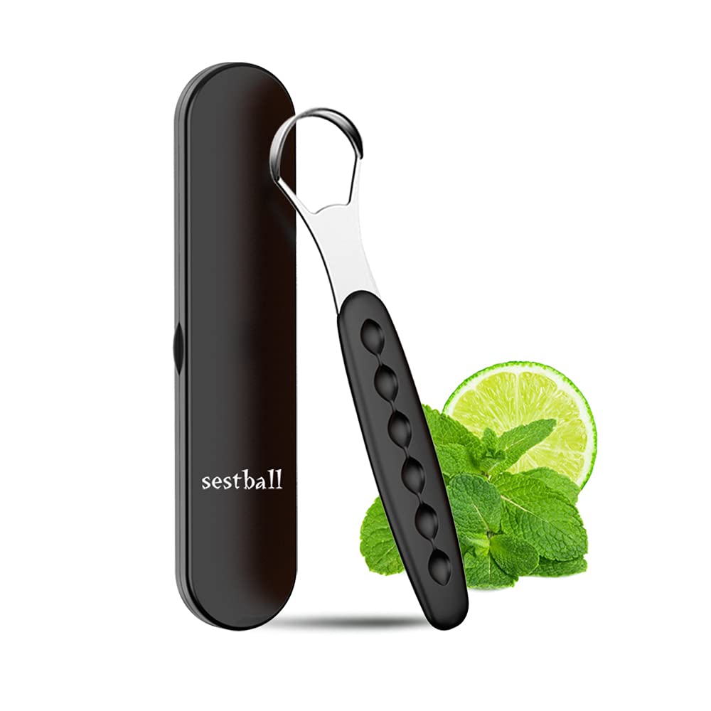 New Version Tongue Scraper Cleaner for Adults & Kids Medical Grade Metal Tongue Brushes Set for Fresh Breath Dental Eliminate Bad Breath in Seconds (Black)